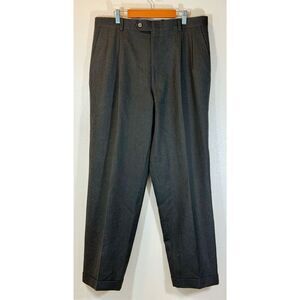 Burberry London Charcoal 100% Wool Men's Pleated Dress Slacks Pants 34 Regular